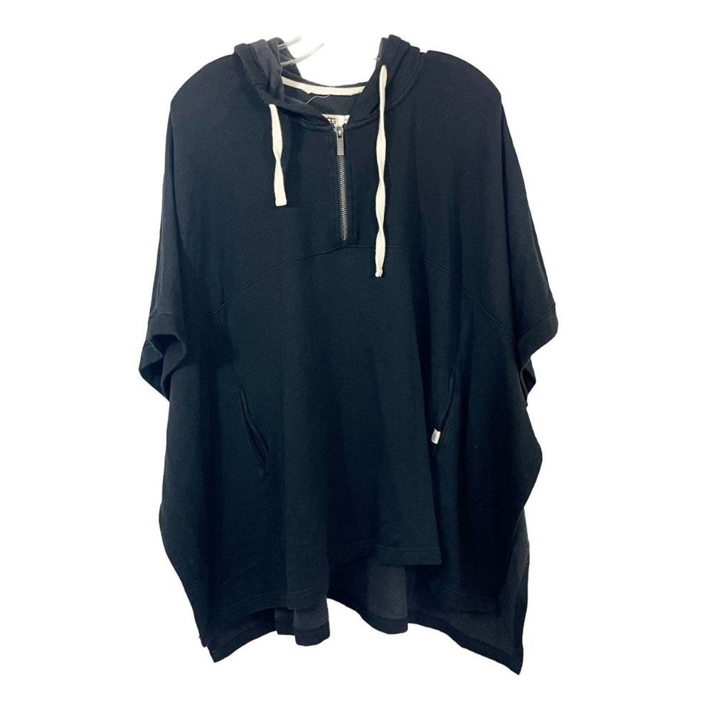 UGG Black Hooded Poncho with Contrast Drawstrings